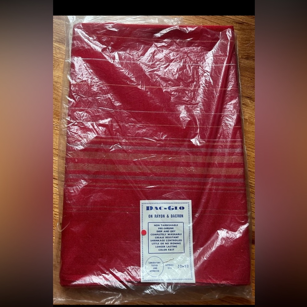Red DAC-GLO Tablecloth 52x52 vintage